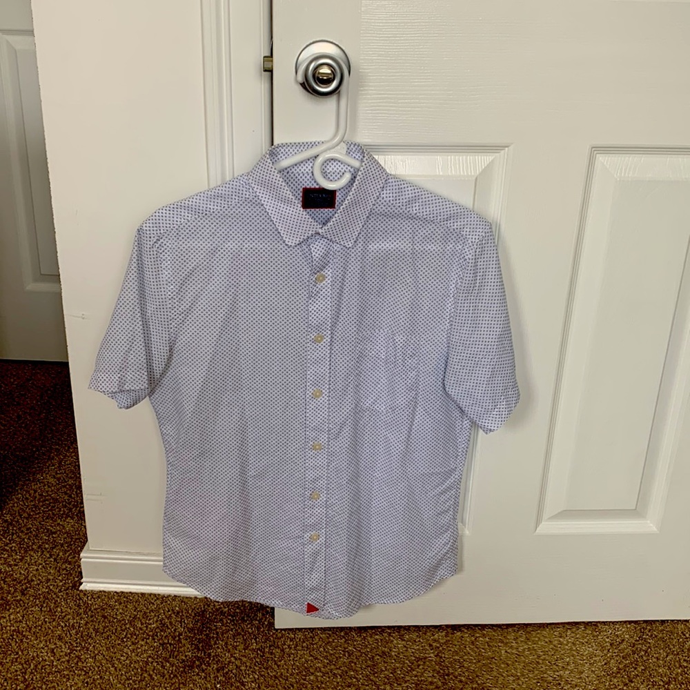 UNTUCKit short sleeve button down polo - Size Small - White micro dot pattern